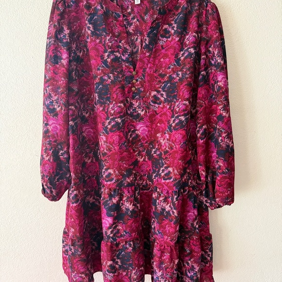Time and Tru Dresses & Skirts - Time and Tru Vibrant Floral Long Sleeve tiered‎ Dress size XXL(20)